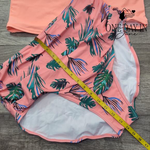 Eomenie Plus Size Ruffle Shoulder Tankini Swimsuit Size 2XL - Picture 6 of 7